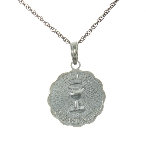 Sterling Silver Holy Communion Charm Necklace